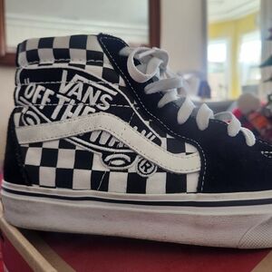 Vans Black and White Checkered High-Top Sneakers